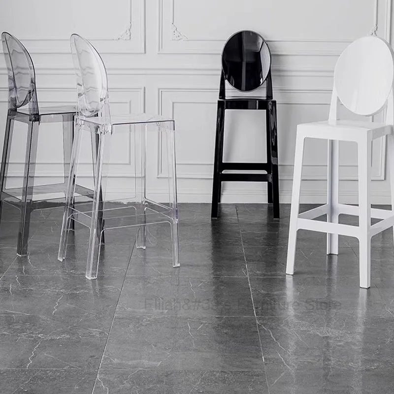 Черный Современный барный стул, пластиковый стул для кухни, столовой, гостиной, скандинавский прозрачный стул, табуреты для бара, мебель для отеля