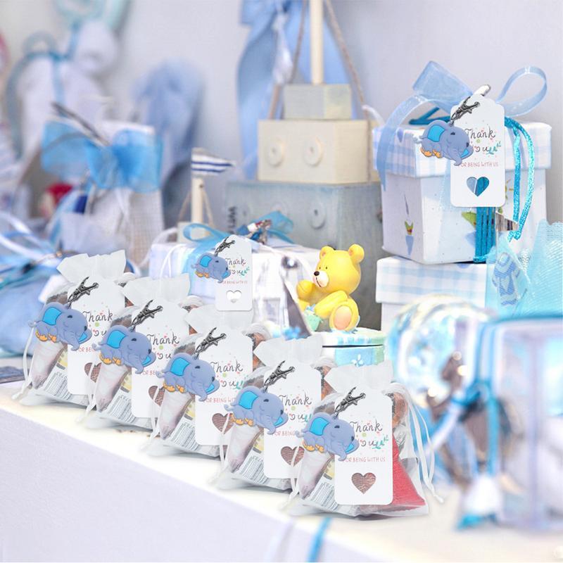 Elephant Keychains Party Favors 30PCS Animal Cartoon Decorative Keyring Portable Keychain With Tag For Wallet Multifunctional