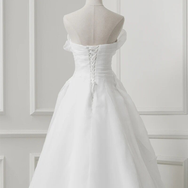 Женское свадебное платье, бальное платье без бретелек, со шнуровкой, длиной до пола, Сверхтонкая цена, QD06197