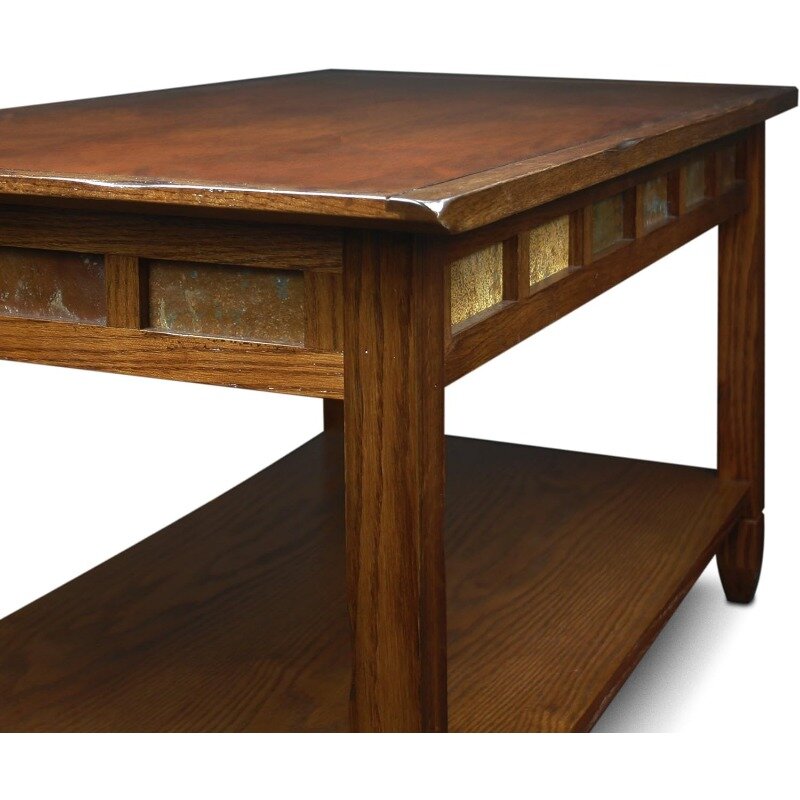 โต๊ะกาแฟกระดานชนวนแบบชนบทสี่เหลี่ยม-ไม้โอ๊คแบบชนบท