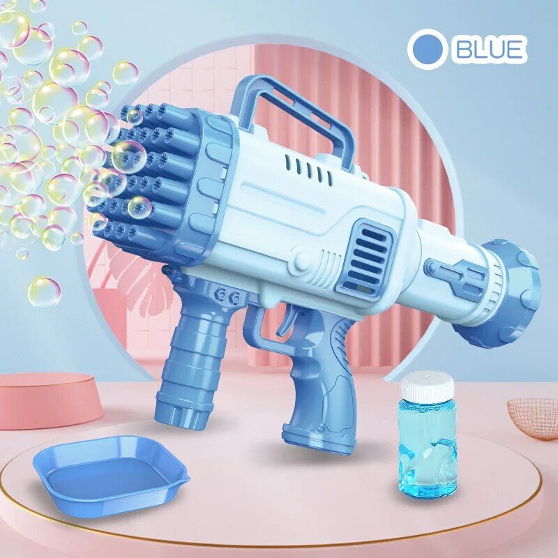 Bubble Gun Rocket 32หลุมสบู่ฟองสบู่ปืนรูปร่างอัตโนมัติ Blower Light ของเล่นสำหรับเด็ก Bubble Machine ของขวัญ