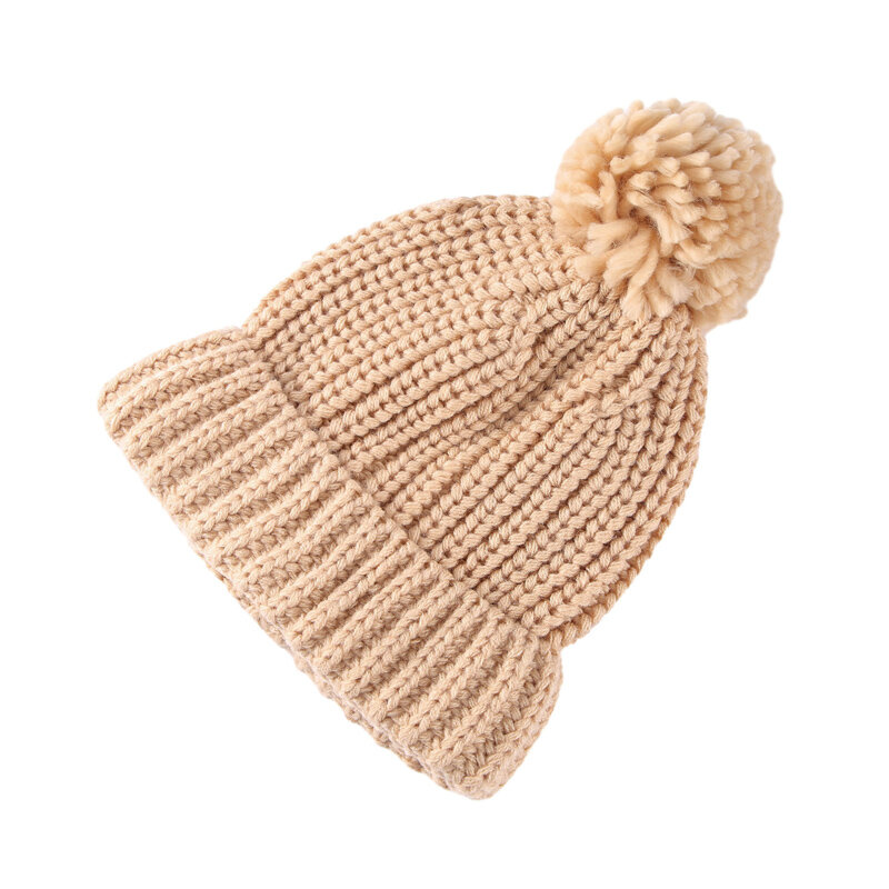 Baby Boy e Girl's Knit Beanie Hat com Pom Pom, Espessamento Infantil Kids Beanie, Boné de Inverno Quente