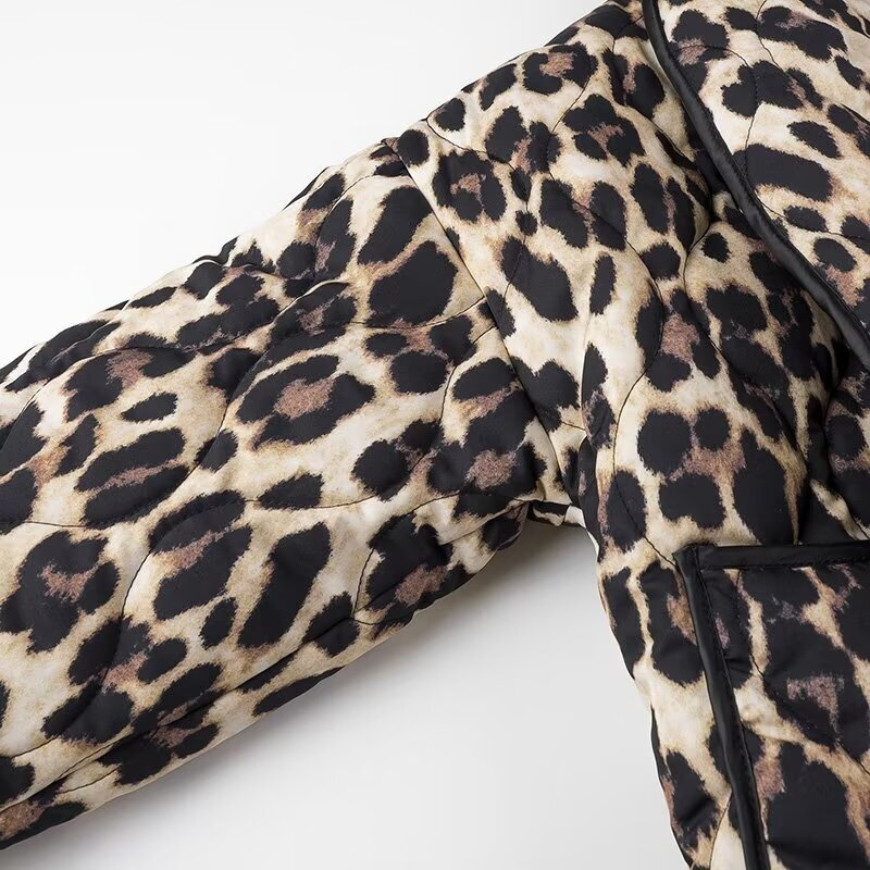 Frau Mode lose Leopard Baumwolle Jacke Herbst Winter Frau übergroßen Druck warme Jacken Damen High Street Outwear