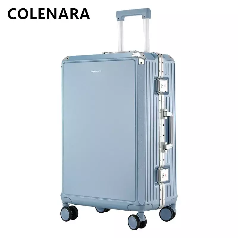 Мужской чемодан COLENARA из поликарбоната с алюминиевой рамкой, троллейка, 20-дюймовый женский бортовой ящик, универсальный багаж на колесиках с паролем