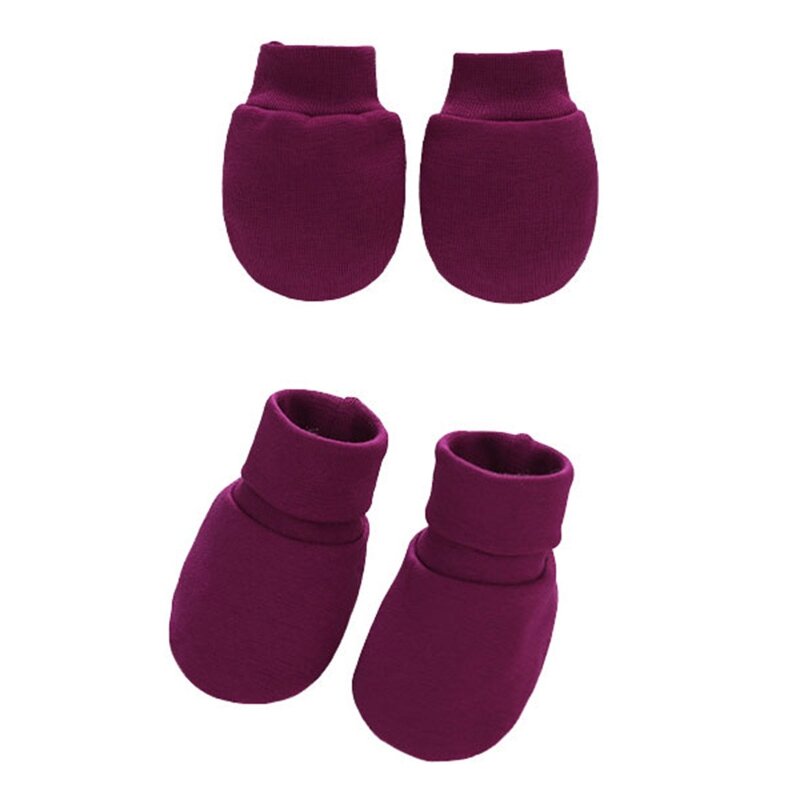Conjunto meias sem arranhões, 2 pares, luvas anti-arranhões, cobertura para os pés, proteção algodão macio, mãos,