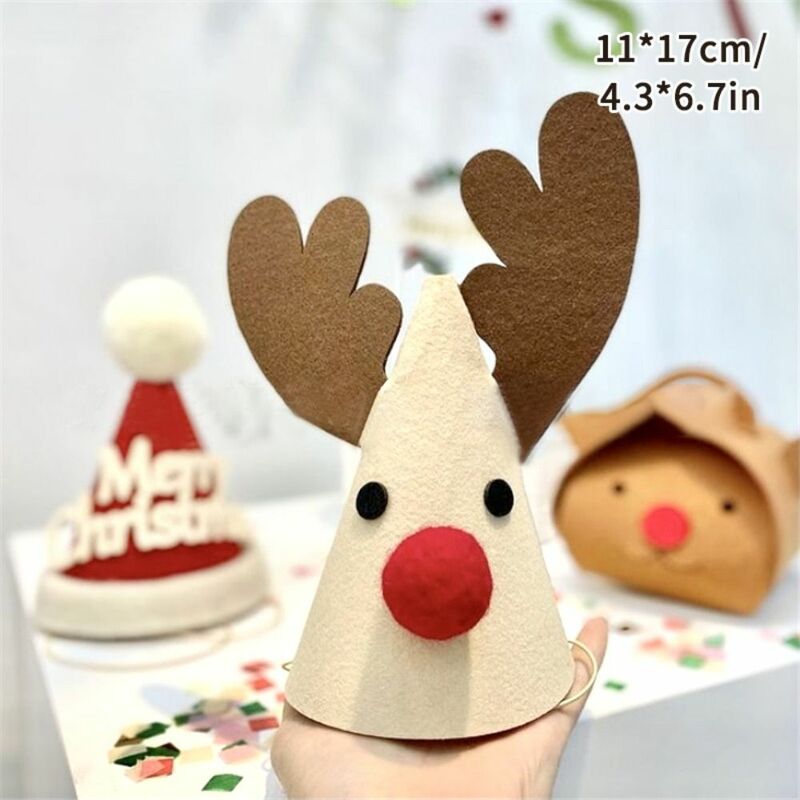 Boże Narodzenie wesołych Świąt kapelusz świąteczne akcesoria mikołaja kreskówka na przyjęcie do czapki zwierzę filc Santa Claus kapelusz przyjęcie urodzinowe