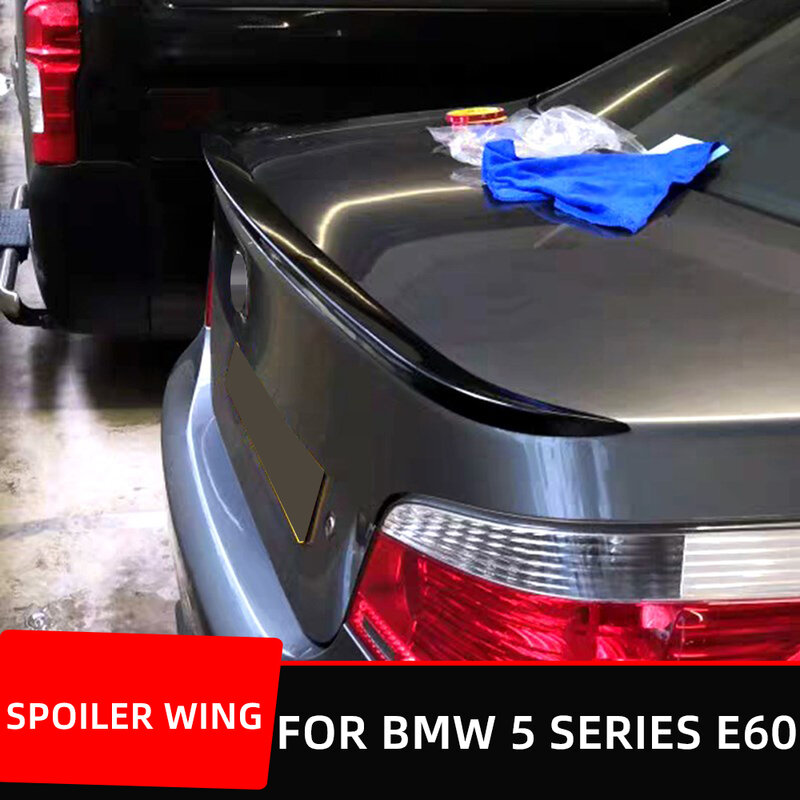 غطاء خلفي للسيارة BMW 5 Series M5 E60 520 525 528 2004 05 06 07 08 09 10 غطاء خلفي للجذع غطاء منقار البط فتحة سبويلر أسود من الكربون ABS