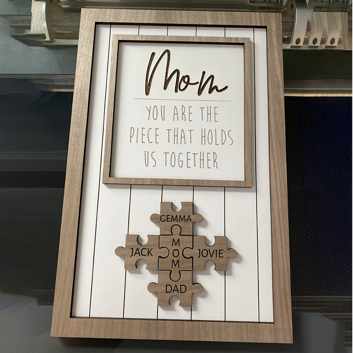 Foto familiar personalizada Artesanato de madeira com nomes familiares e você é a peça que nos prende juntos Presente do Dia das Mães