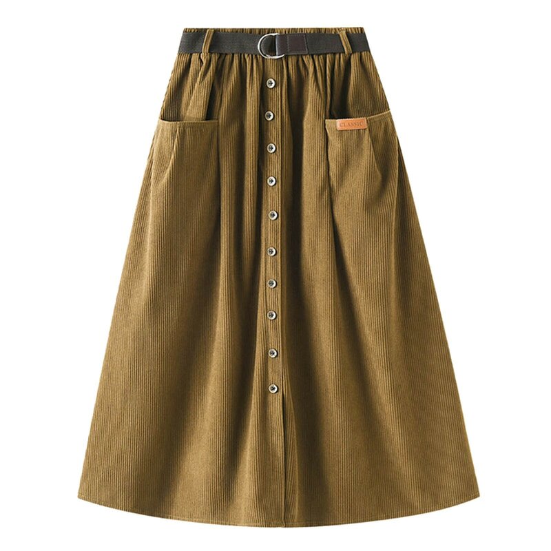 Woolen Maxi Skirt Women Autumn Winter Warm Skirts Ladies Casual Loose A-Line Skirt Female Korean Elegant Office Lady Long Skirt
