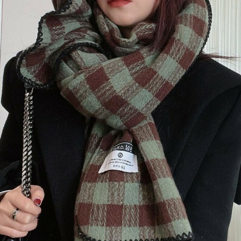 Herbst Winter Plaid Schal Frauen verdickt warme Nachahmung Kaschmir Student langen Schal warmen Hals Urlaub Geschenk