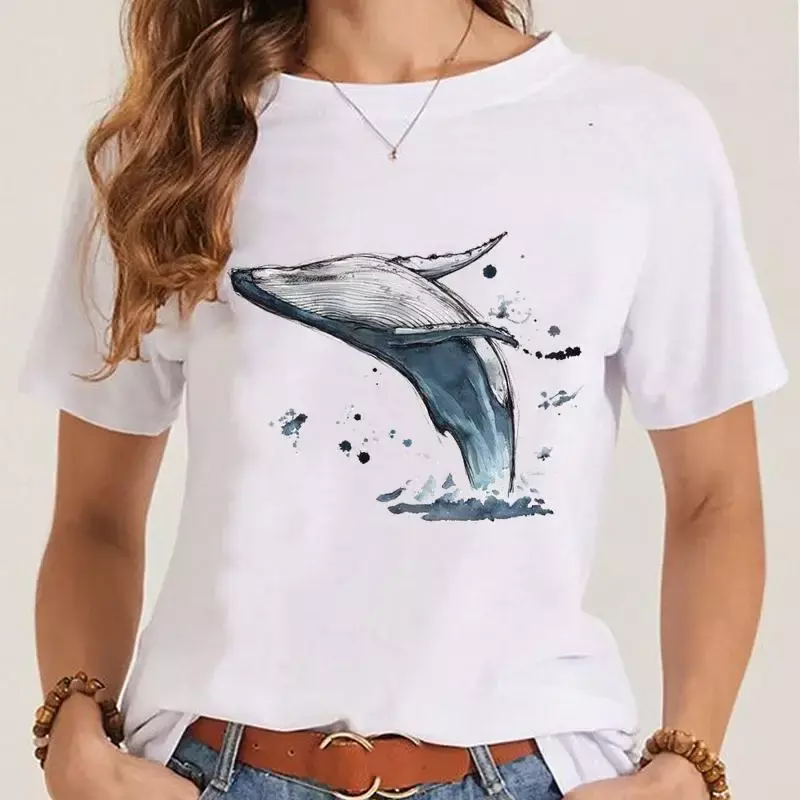Grafik T-Shirt Strand Meer Tier niedlichen Mode Kleidung T-Shirt Kleidung Damen Sommer T-Shirt Frauen Cartoon Kurzarm weibliches Top