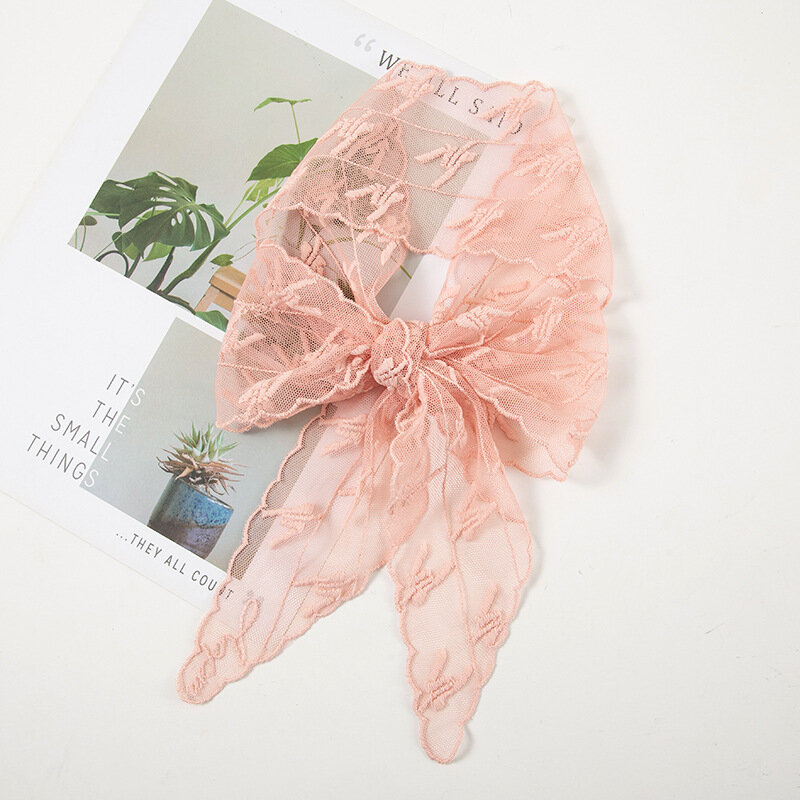 8.5x124cm pashmina malha cabeça cachecol bordado envoltório linear xale renda transparente floral bandana longo cachecóis feminino foulard