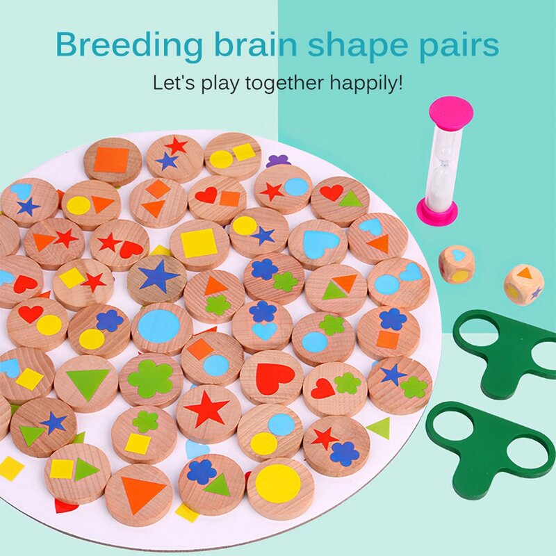 Wooden Toys Brain Shape Matching Toys Logic Training Game Toys Parent-Child Interactive Toys Kid Gifts