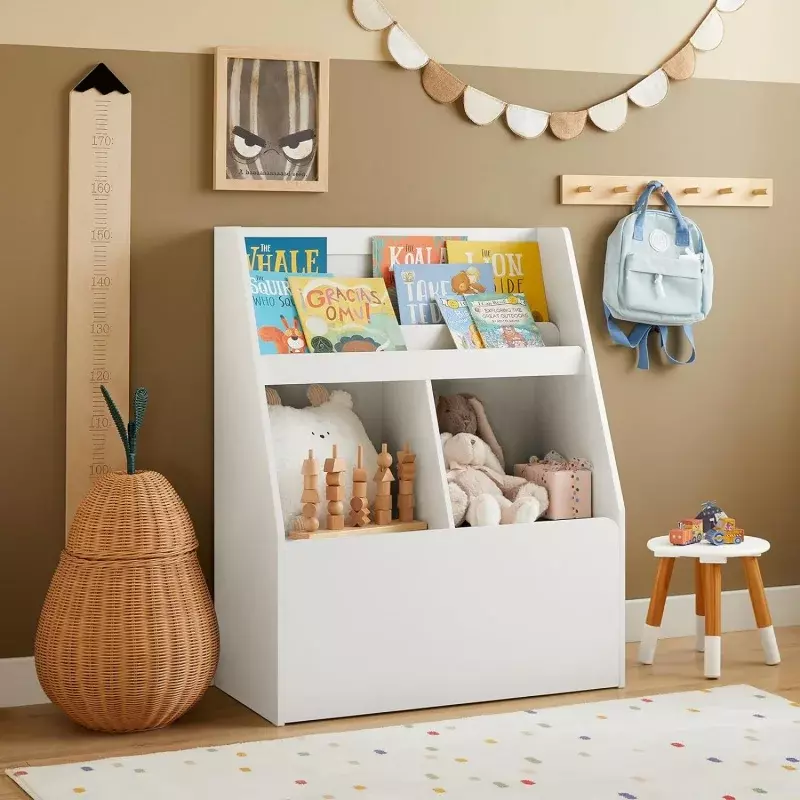 Haotian KMB83-W Estante com Peito sobre Rodas para Crianças, Estante De Livros, Toy Storage Organizer