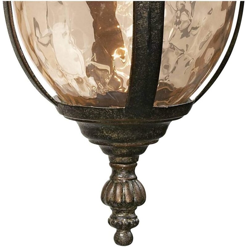 O bronze Metal martelou a lâmpada de parede do vidro, lâmpada de parede exterior, 16 1/2”