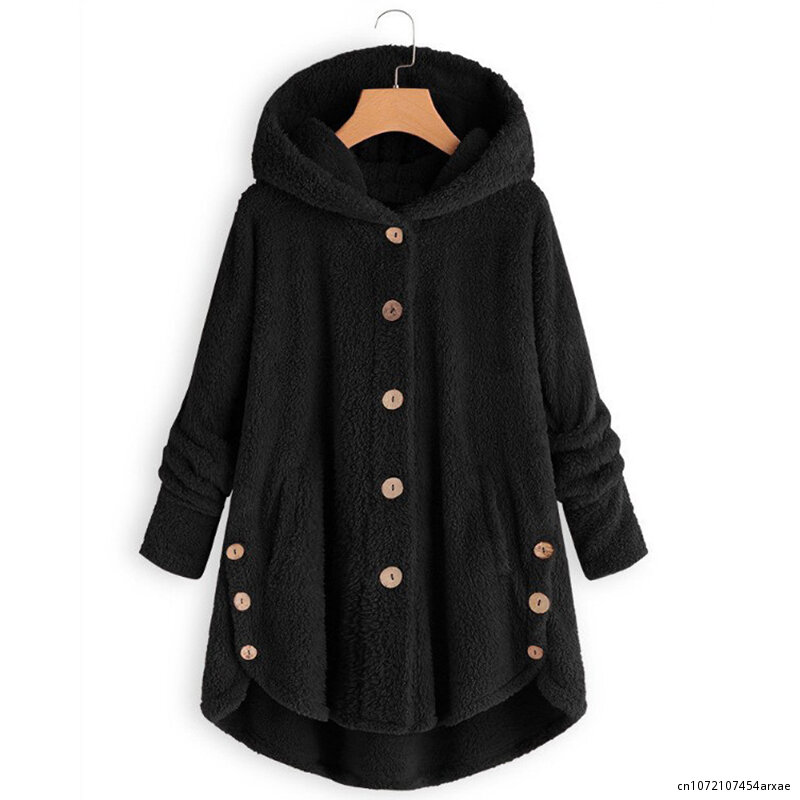 Manteau d'hiver en fausse fourrure léopard pour femme, veste à capuche boutonnée pour femme, manches longues, poches, combinée Outwalk, gril chaud