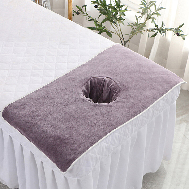 طاولة تدليك سبا سميكة للتجميل ، منشفة وجه مزروعة بفتحة ، باندانا سرير ، 40 × 80 سم