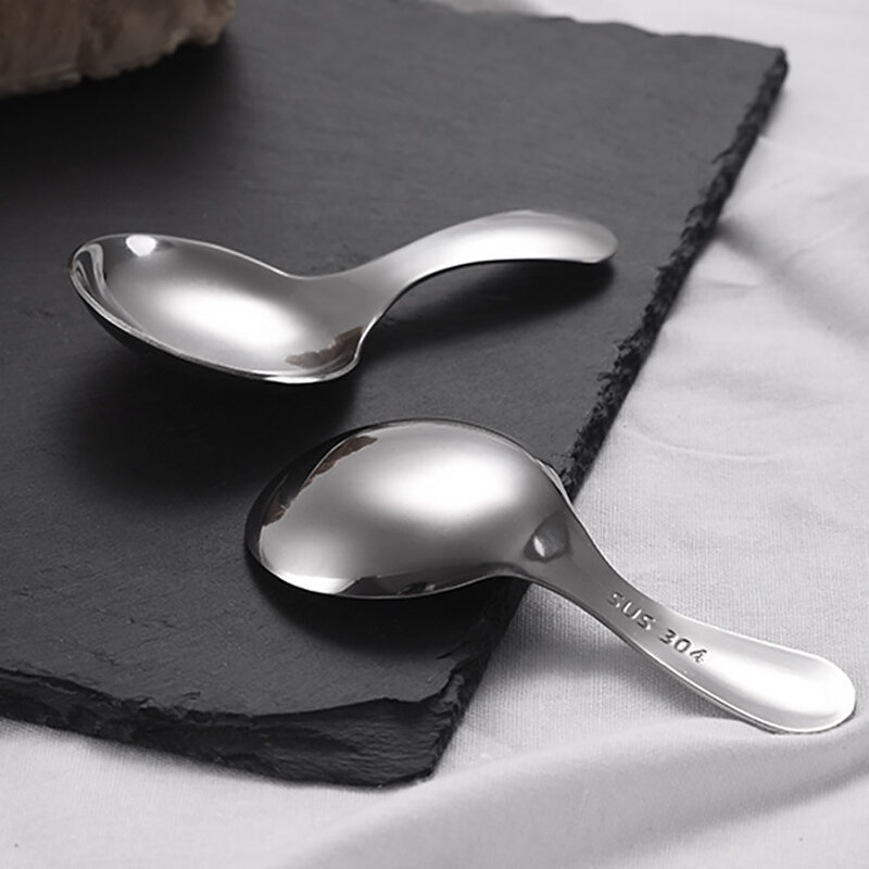 Stainless Steel Spoon Creative Short Handle Children'S Spoons Cute Dessert Ice Cream Coffee Tea Round Spoon Kitchen Accessories