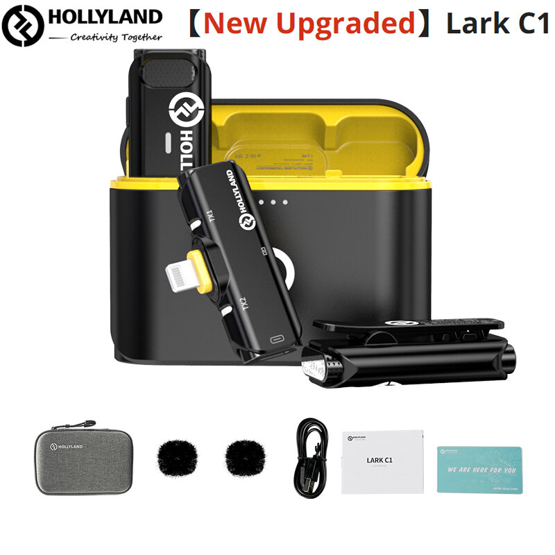Hollyland Lark C1 Wireless Lavalier Microphone 8h 650ft for iPhone Android Vloging Live Outdoor Live Broadcast Mic