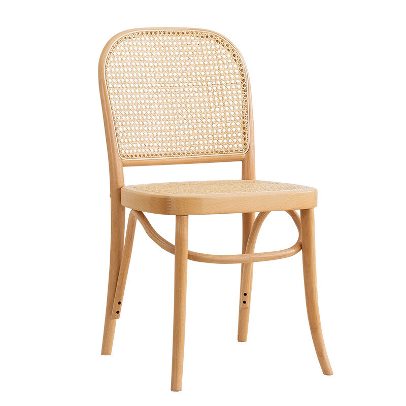 Sedia retrò tutta sedia in legno massello sedia in Rattan centrale antica sedia con schienale familiare sedia da pranzo in legno massello sedia da scrivania moderna semplice