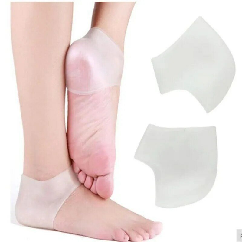 2Pcs Silicone Feet Heel Protective Insoles Moisturizing Gel Heel Thin Socks without Hole Cracked Foot Skin Care Protector Insert