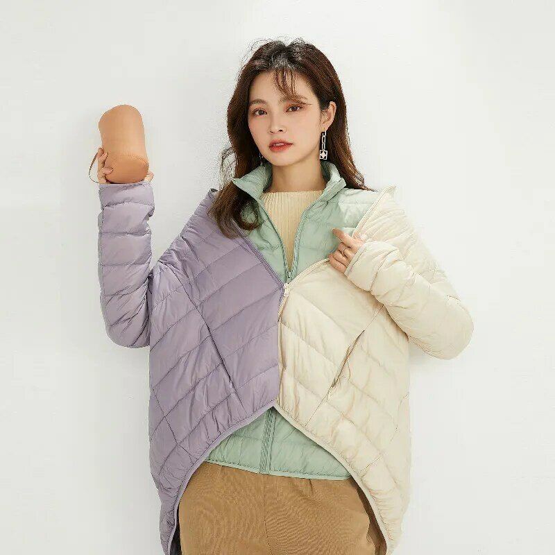 여성용 화이트 덕 다운 퍼퍼 재킷 코트, 여성용 따뜻한 다운 재킷, 겨울 패션, 2023 신상