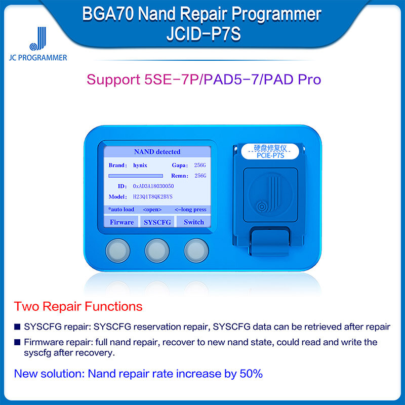 Ремонтный программатор JCID JC P7S BGA70 Nand, прошивка SYSCFG, восстановление, сопутствующее чтение, чтение, модификация для телефона от 5SE до 7Plus