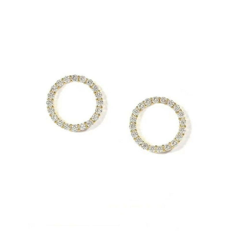 Delicate Small Circle Stud Earrings for Women Gold Color Crystal Minimalist Korean Party Summer Fashion Jewelry Accessories