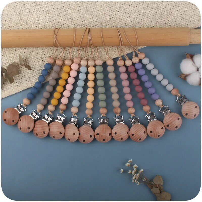 Baby Pacifier Clips Silicone Beads Infant Nipple Appease Soother Chain Clips Dummy Holder Nipple Clip Anti-drop Chain