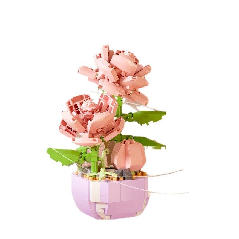 Fiore succulente blocchi di costruzione fiore eterno Bonsai albero giardini mattoni romantici piante in vaso fai da te modello bambini kit giocattoli