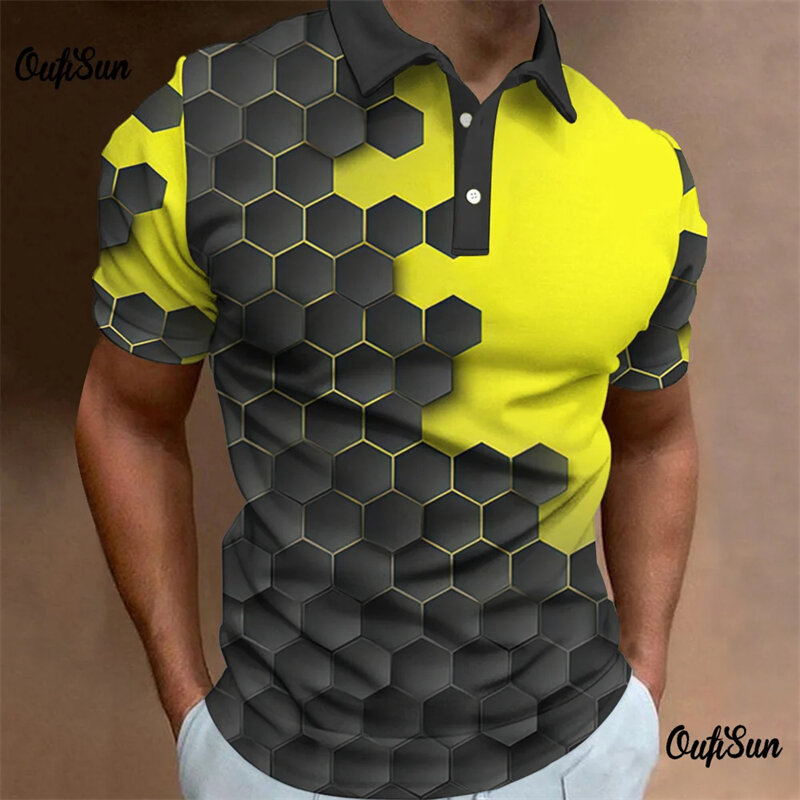 남성용 3D 프린트 폴로 셔츠, 반팔, 스트리트 디자이너, 오버사이즈 셔츠, 고품질 남성 의류, 패션