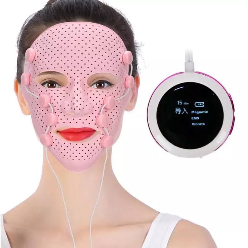 EMS mikro-prądowy masażer do twarzy w kształcie lifting twarzy w kształcie V maska silikonowa do odchudzania