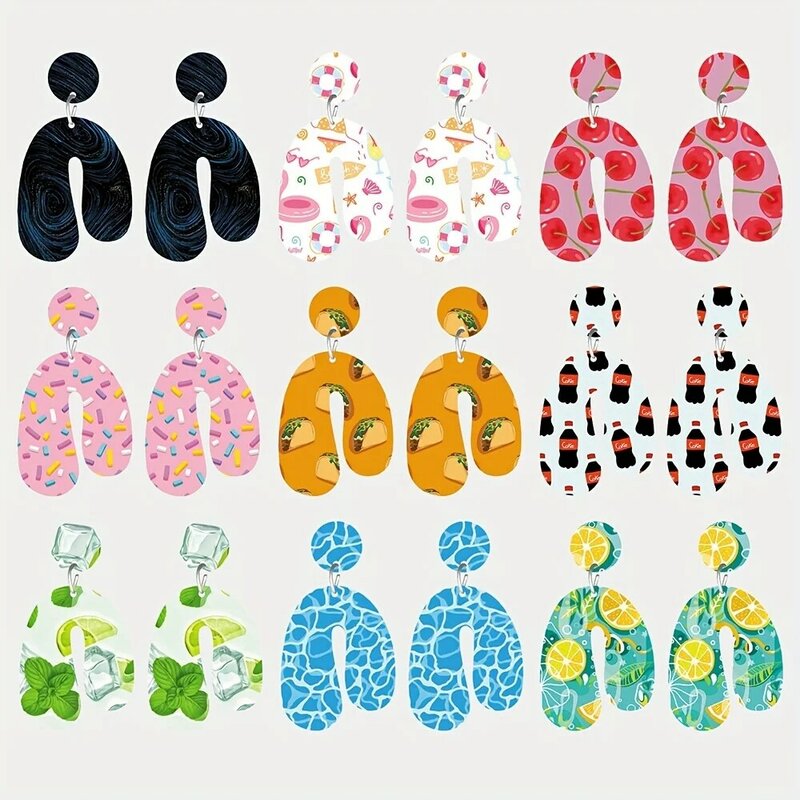 Boucles d'oreilles en acrylique à la mode, minimalistes, élégantes, personnalisées, géométriques, en forme de n, en forme de coeur, rose, imprimé léopard, cha