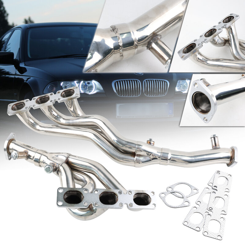 الفولاذ المقاوم للصدأ العادم رأس متعددة لسيارات BMW E46 325i tailpipe مقاومة للتآكل الصلب غير الصدأ الصلب بيع جيدا