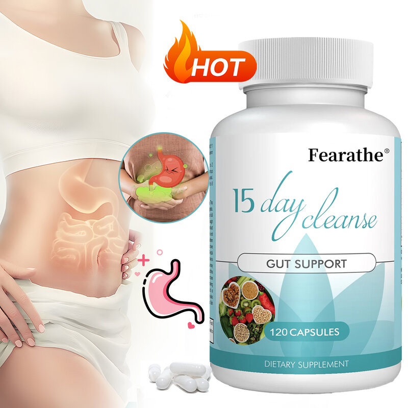 Fearathe Gut dan usus mendukung 15 hari membersihkan dan detoks untuk mengurangi nyeri perut, kembung, penenang dan membantu kesehatan usus