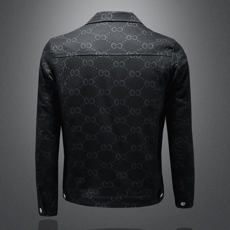 Jaqueta de lapela preta masculina, tecido requintado, design exclusivo, visual elegante e confortável, alta qualidade