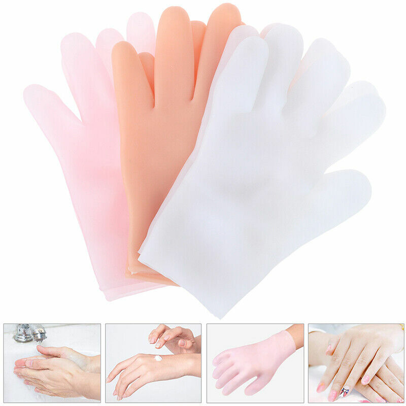 1 para rękawiczek SPA żelowe wielokrotnego użytku, nawilżająca, wybielająca, złuszczająca gładka pielęgnacja pielęgnacja rąk, silikonowa rękawica do rąk wodoodporna do czyszczenia