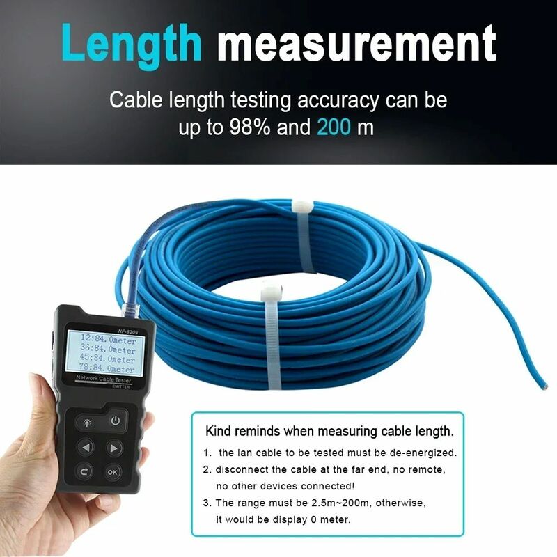 Noyafa NF-8209 kabel tracker lan display messen tester netzwerk werkzeuge lcd display messen länge wiremap tester