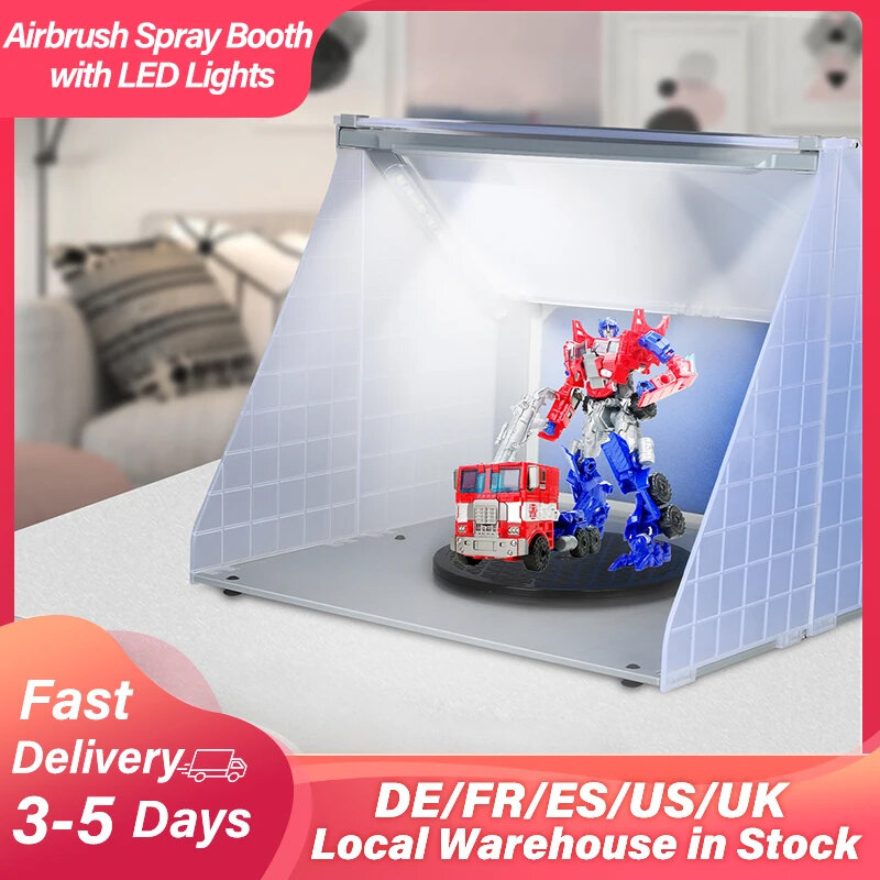 Airbrush portátil Spray Booth com luzes LED, pintura Exhaust Fans com filtro, DIY Modeling Arts Crafts