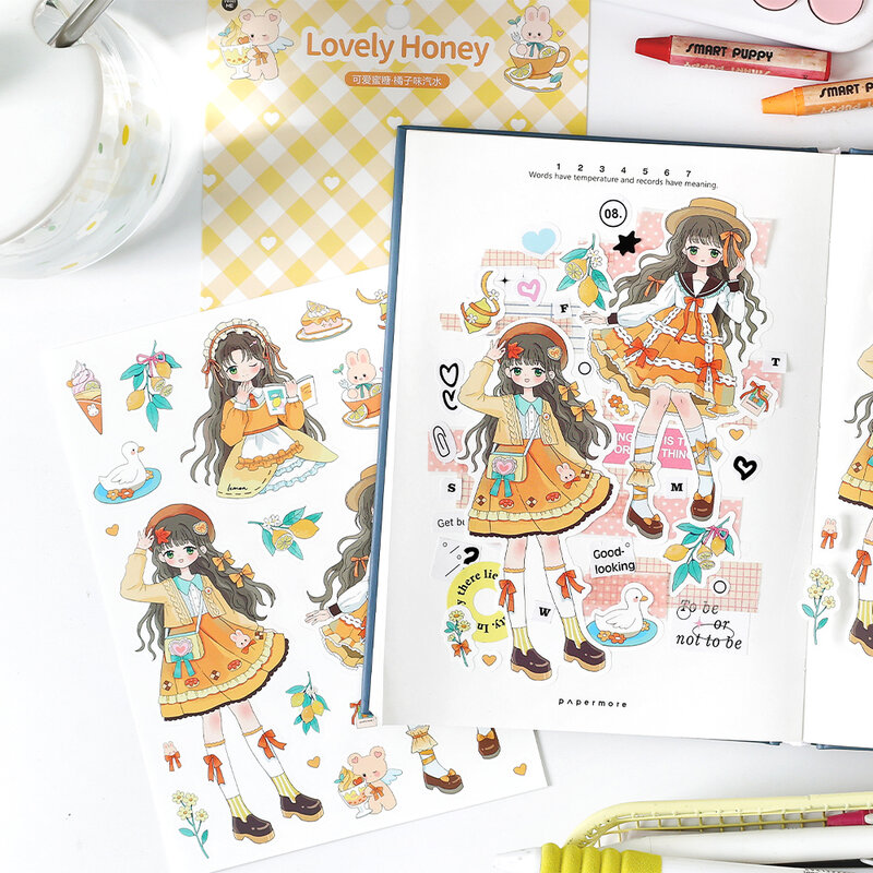 16 confezioni/lotto Cute Honey series retro message adesivo autoadesivo