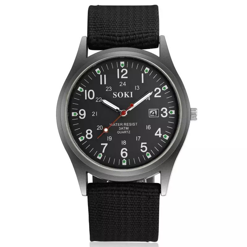 SOKI męskie zegarki Luminous Hands zegar luksusowy wojskowy sport data zegarek kwarcowy mężczyźni Casual zegarek nylonowy Relogio Masculino