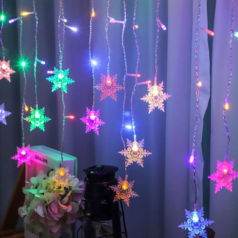 Luzes LED Snowflake String para decoração exterior, guirlanda de Natal, jardim, casamento, festa de feriado, decoração de ano novo, 2023