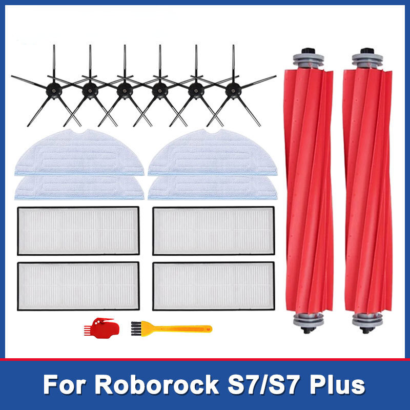 Vacuum Cleaner Parts Accessories For Roborock S7 S70 S7Max s7MaxV T7S Plus Main Side Brush Mops Cloths HEPA Filter Kit Robotic