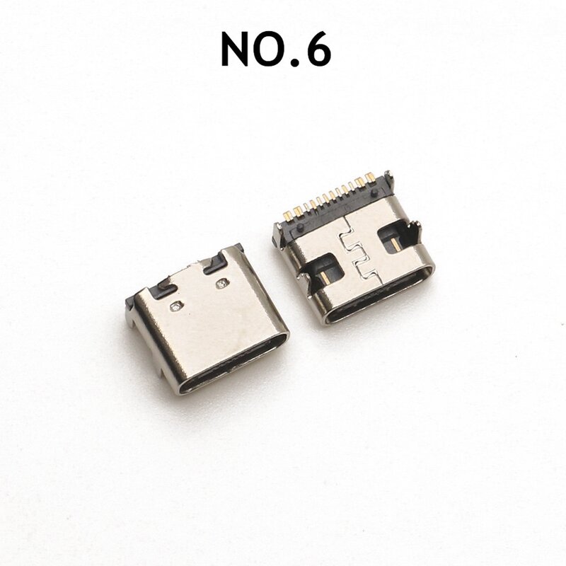 100 buah/Lot 10model tipe-c konektor Dok pengisi daya USB campur 6Pin dan 16Pin digunakan untuk kit perbaikan produk Digital dan ponsel