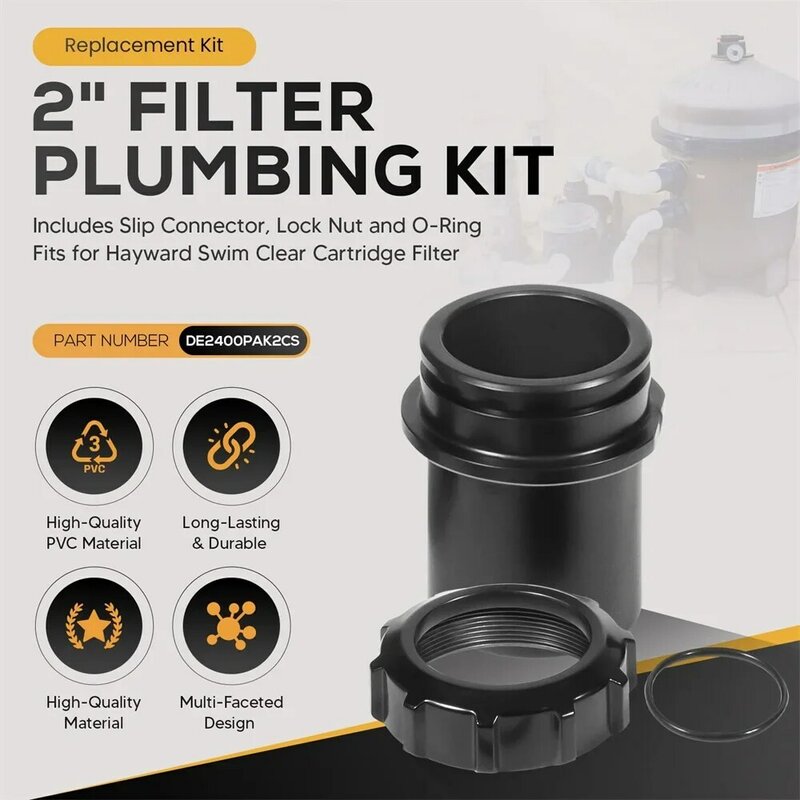 Filter Plumbing Kit Replacement for Hayward DE2400PAK2CS 2-inch Slip Connector for Hayward Swim Clear Cartridge Filter Pool Part