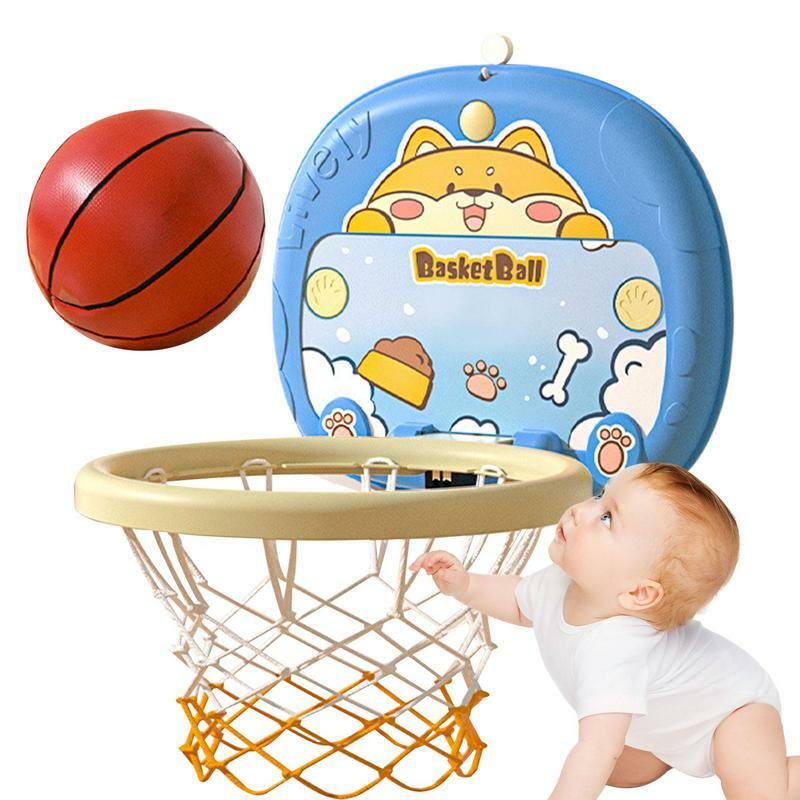 Juego de aro de baloncesto para baño, juego con bomba de baloncesto, ventosa y gancho, cesta, bola, sistema de Dunk, aro de baloncesto para niños pequeños