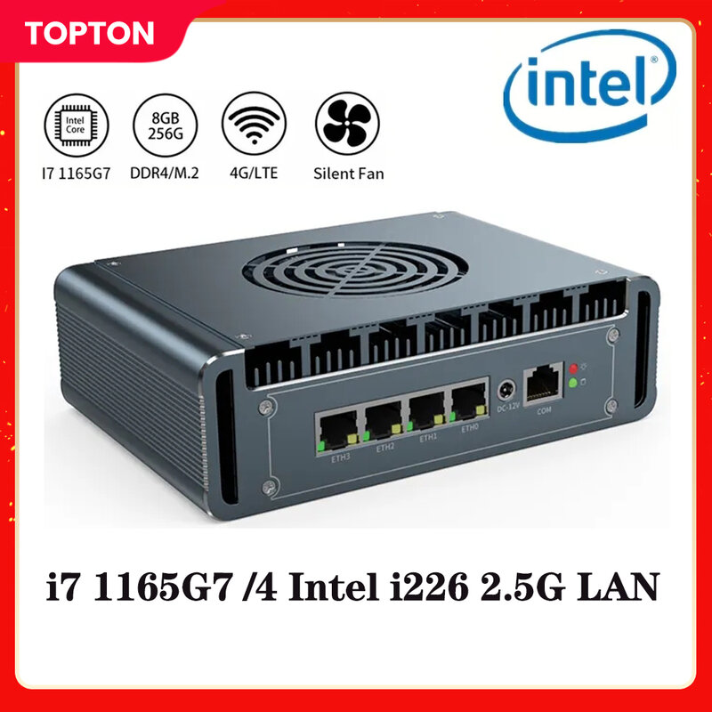 2023 nowy 11th Gen Intel i7 1165 g7 i5 1135 g7 4 Intel i226 2.5G LAN Mini wentylator Router 2 xddr4 NVMe pfSense Firewall Mini PC