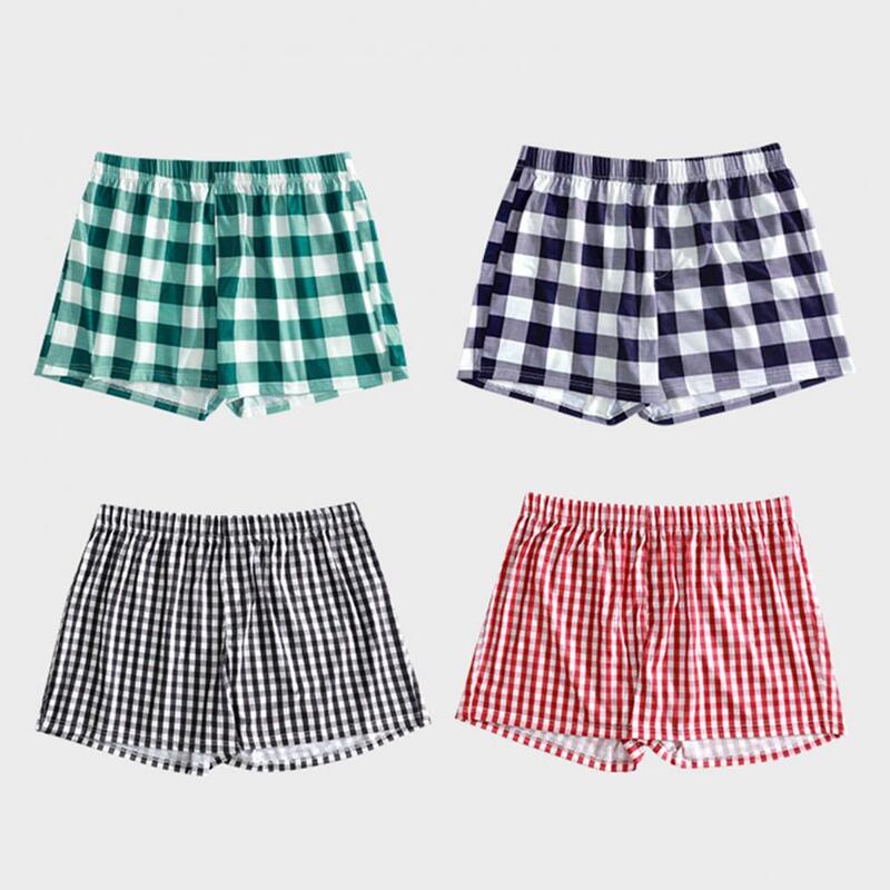 Zachte Ademende Shorts Met Geruite Print Pyjama 'S Voor Dames Heren Elastische Taille Nachtkleding Loungebroek Unisex Micro Voor Slapen