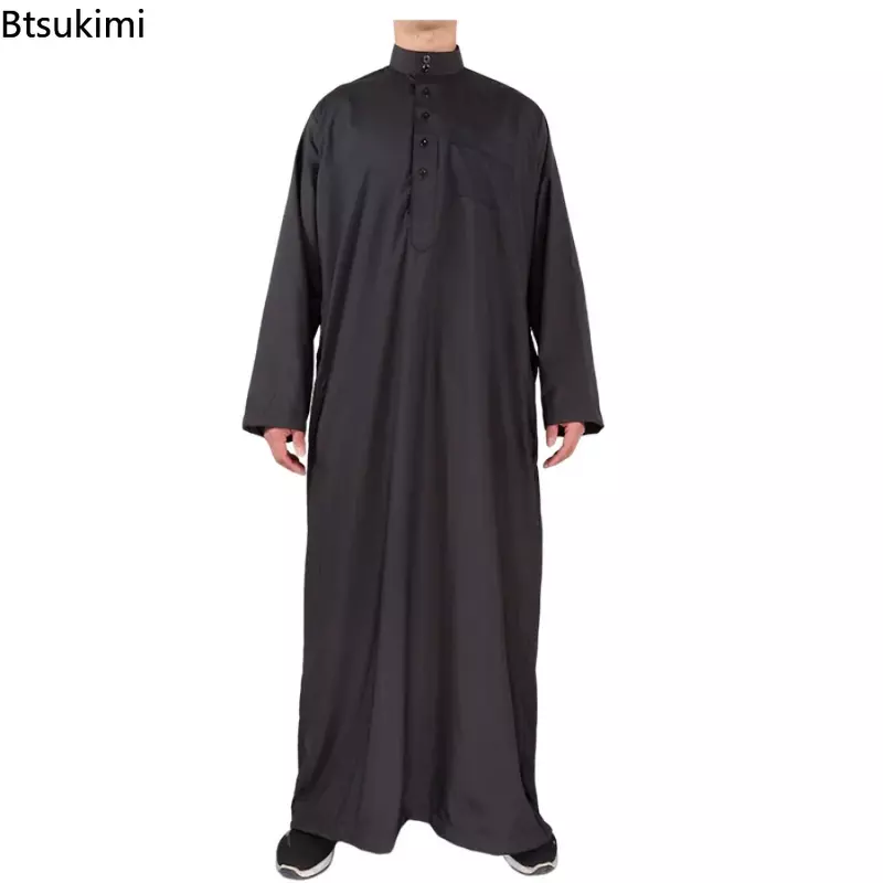 Moda muzułmańska mężczyźni szata Kaftan Abaya Pakistan Jubba mężczyźni Bonnet Homme Musulman arabski islamska odzież nowy Qamis Homme Musulman