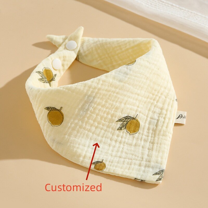Newborn Baby Saliva Towel Custom Name Cotton Burp Cloth Four Layers Triangular Towel For 0 To 1 Years Old